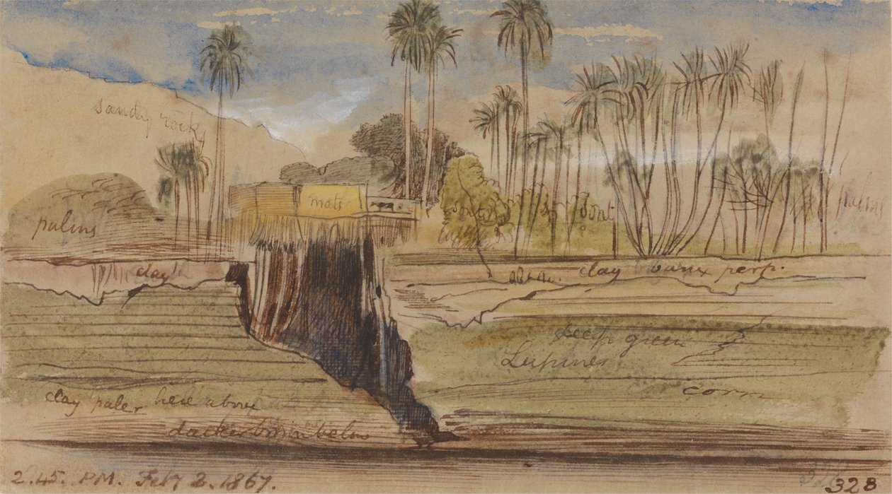 Mellem Ibreem og Wady Halfeh, kl. 14.45, 2. februar 1867 (328) af Edward Lear
