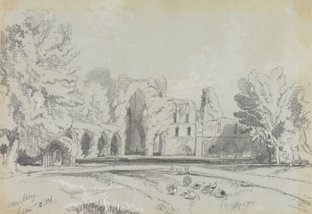 Calder Abbey, 12. september 1836 af Edward Lear