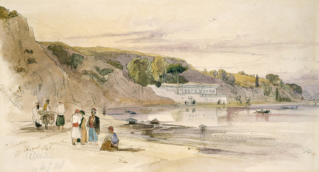 Kalender, 1848 (pen & blæk og wc på papir) af Edward Lear