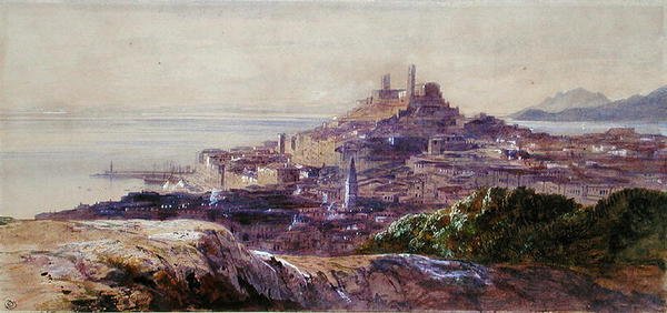 Cannes (akvarel på papir) af Edward Lear