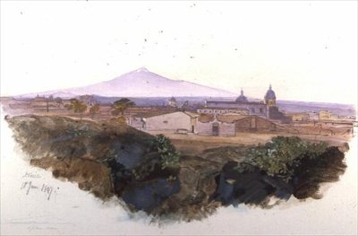Catania: 1847 (pen, blæk og gouache) af Edward Lear