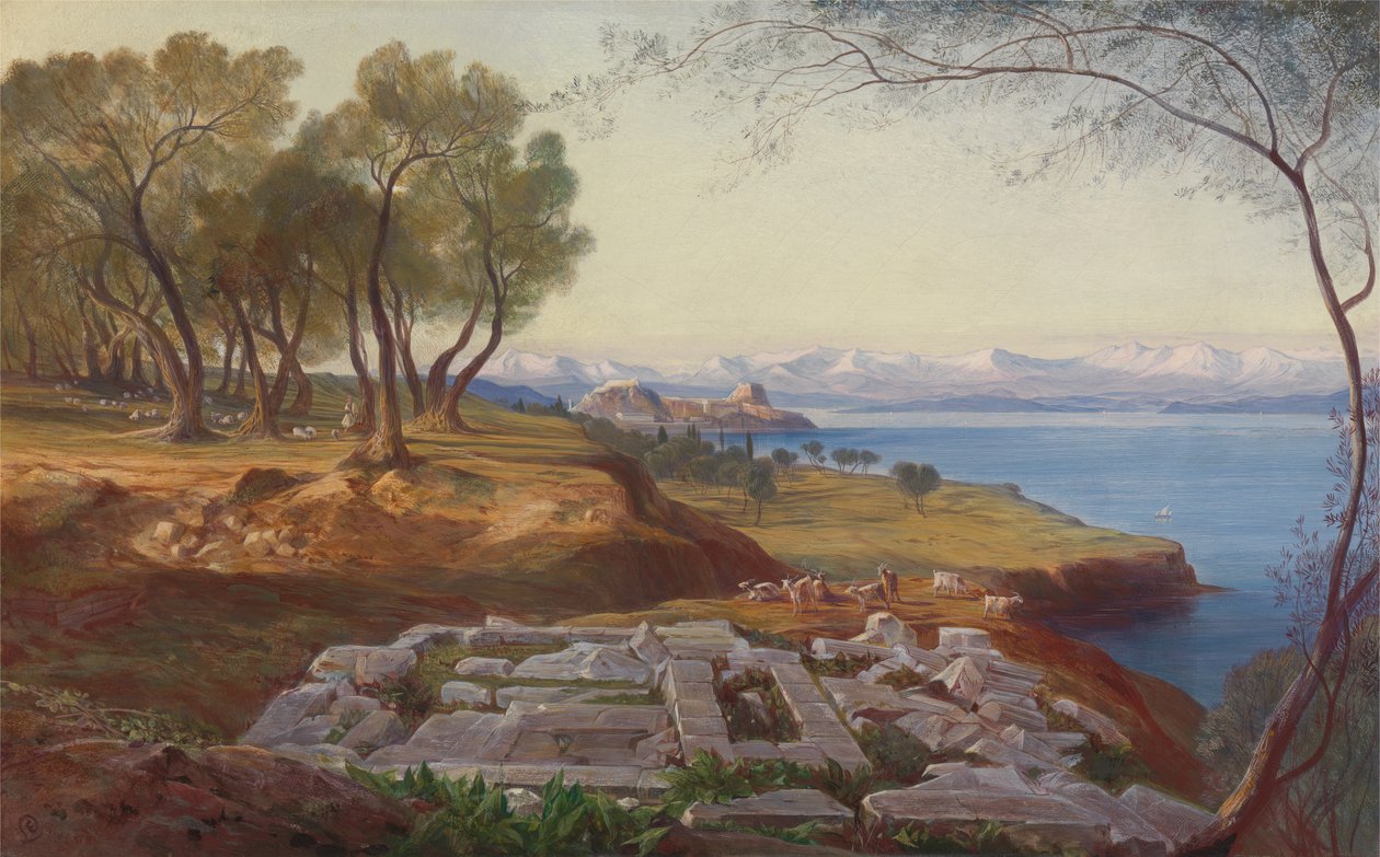 Korfu fra Ascension, ca. 1860. af Edward Lear