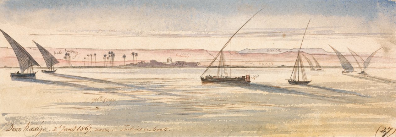 Deir Kadige, middag, 2. januar 1867 (27) af Edward Lear