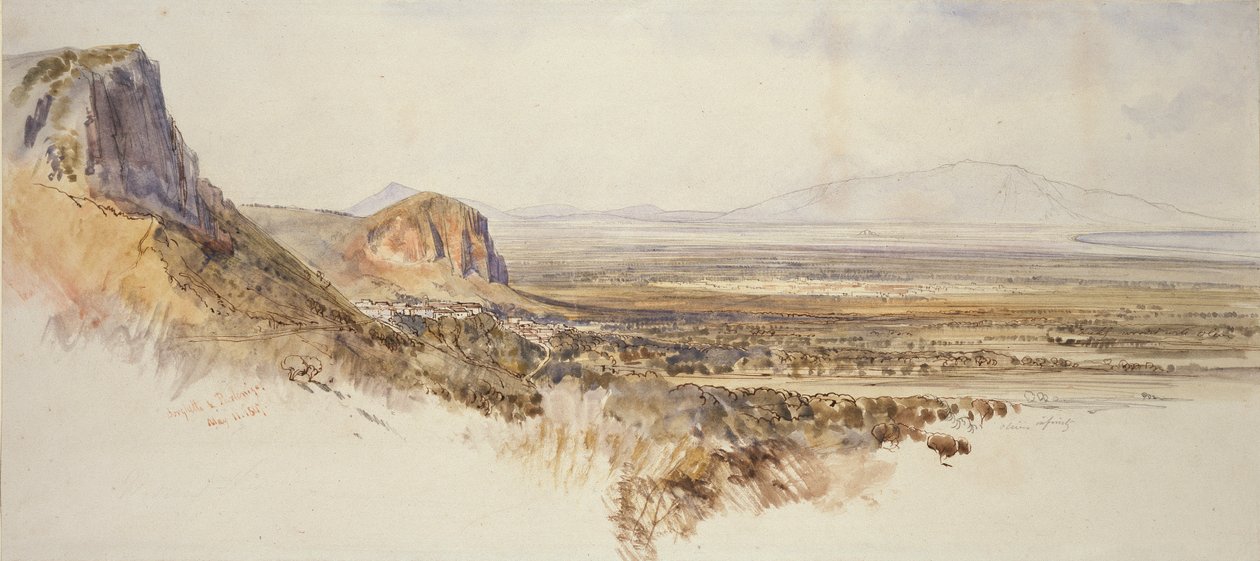 Fjernsyn over Borghetto og Partenico, Sicilien, 1847 af Edward Lear