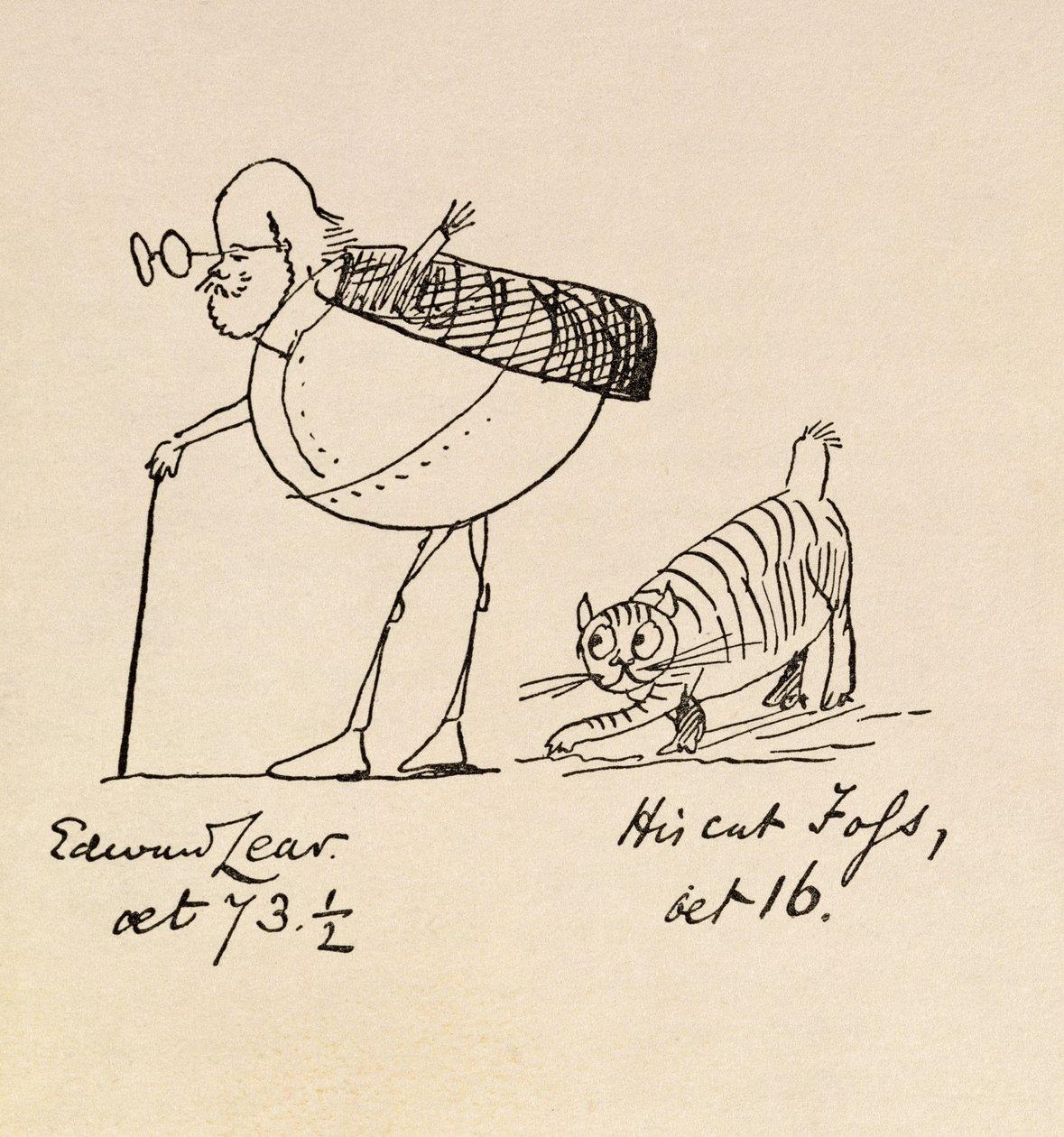 Edward Lear på 73 og et halvt og hans kat Foss på 16 år af Edward Lear