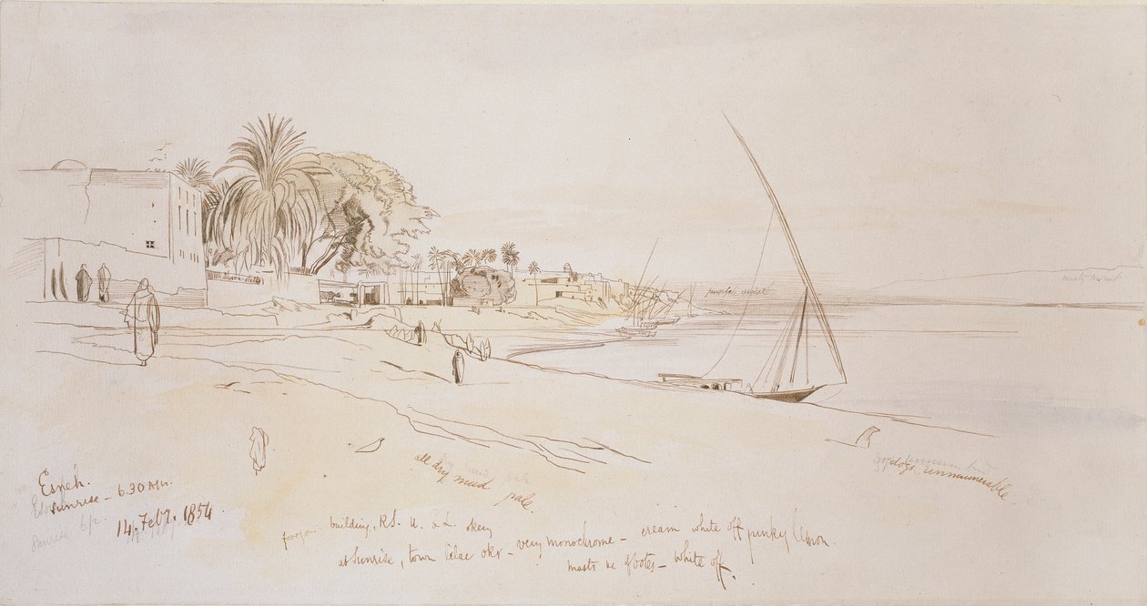 Esneh, Egypten, 1854 af Edward Lear