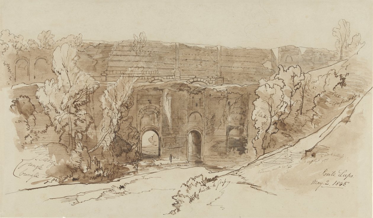 Udsigt over Ponte Lupo (nær Tivoli) af Edward Lear
