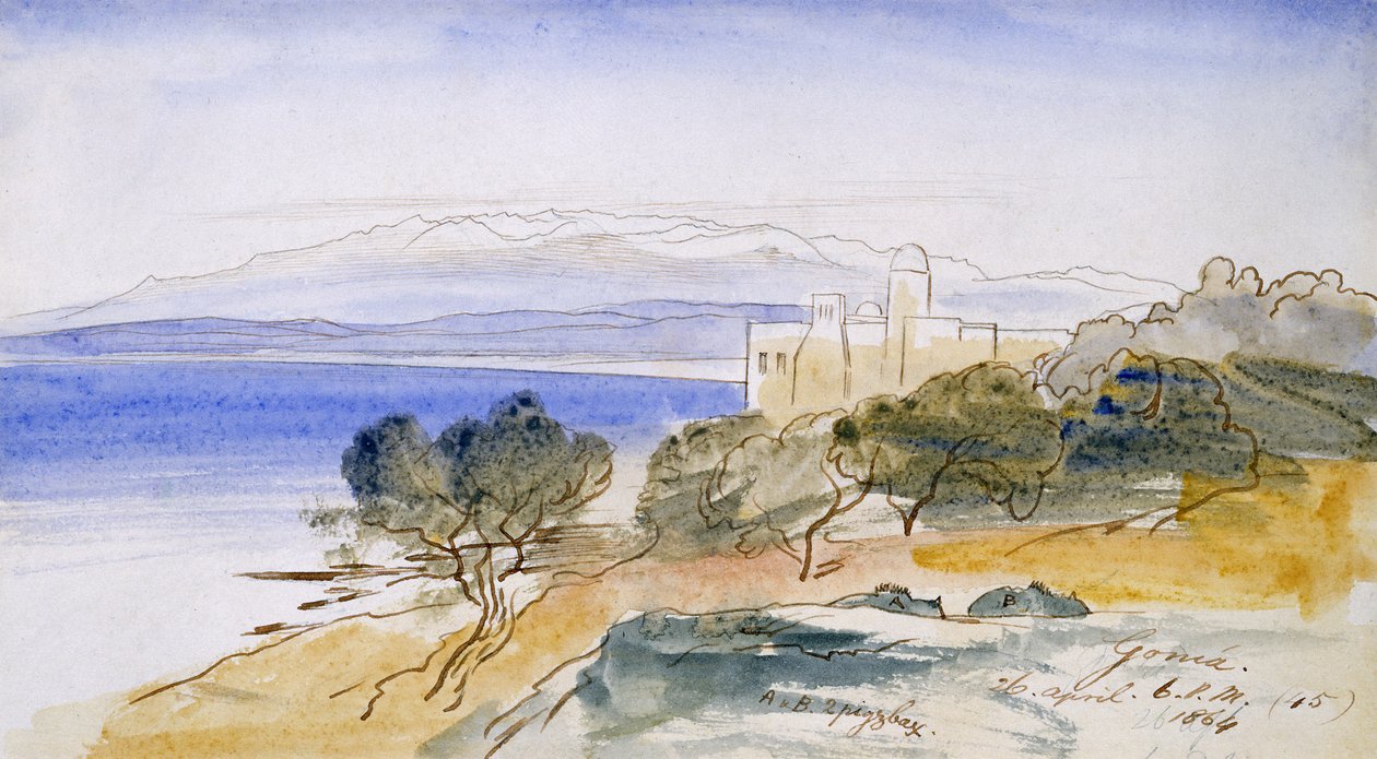 Gonia, 1864 (pen & blæk og wc på papir) af Edward Lear