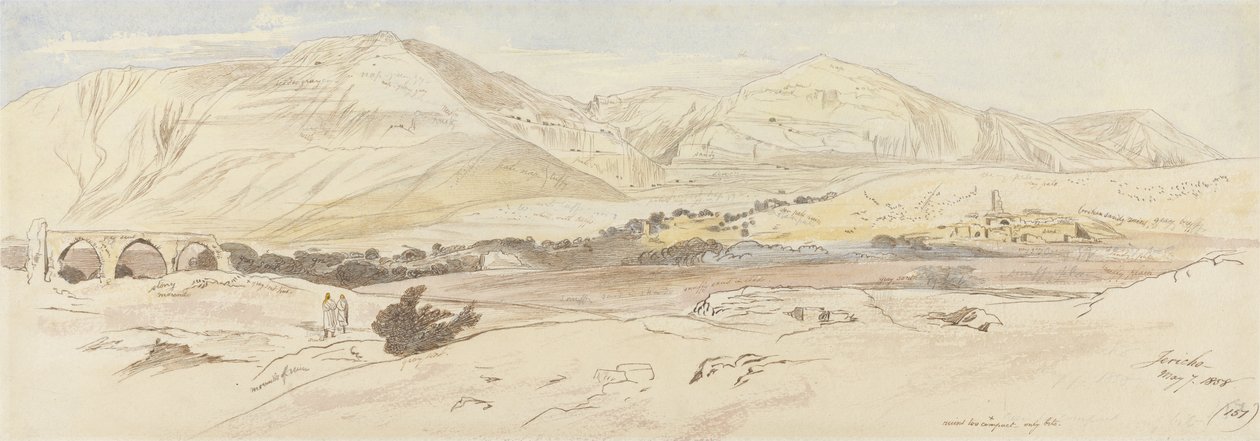 Jericho, 7. maj 1858 (157), 1858 (wc og pen og blæk på papir) af Edward Lear