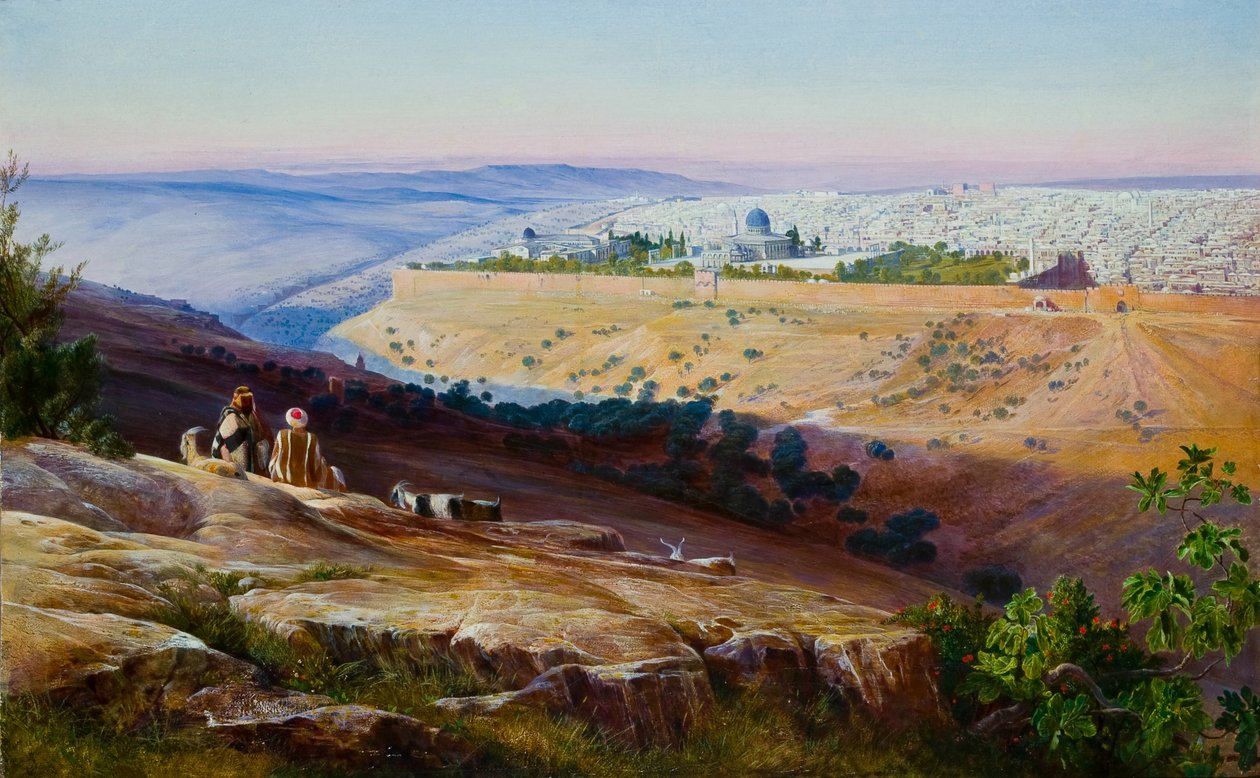 Jerusalem fra Oliebjerget af Edward Lear