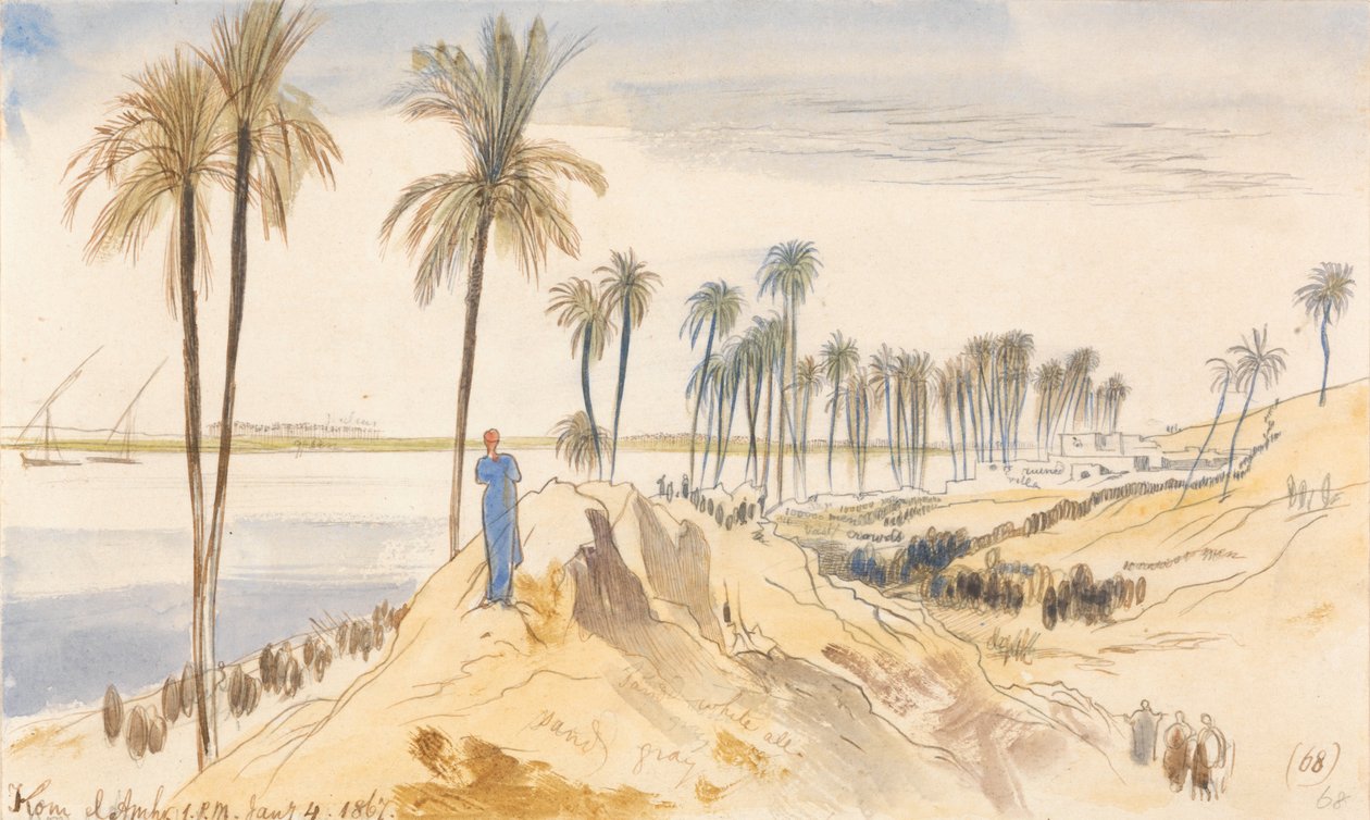 Kom el Amhr, kl. 13.00, 4. januar 1867 (68) af Edward Lear