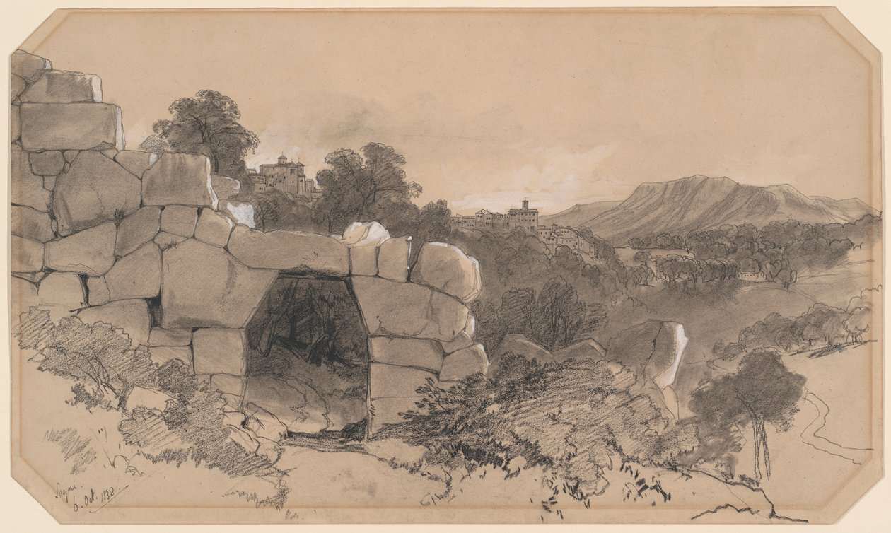 Landskab nær skilte af Edward Lear