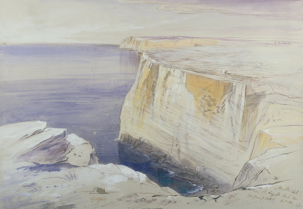 Malta, nær St. Angelo Hal Far af Edward Lear
