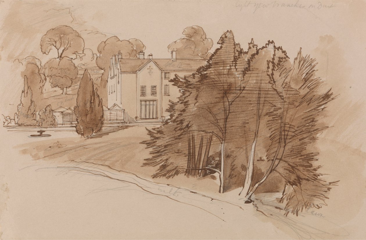 Manor (Knowsley Lane?) af Edward Lear