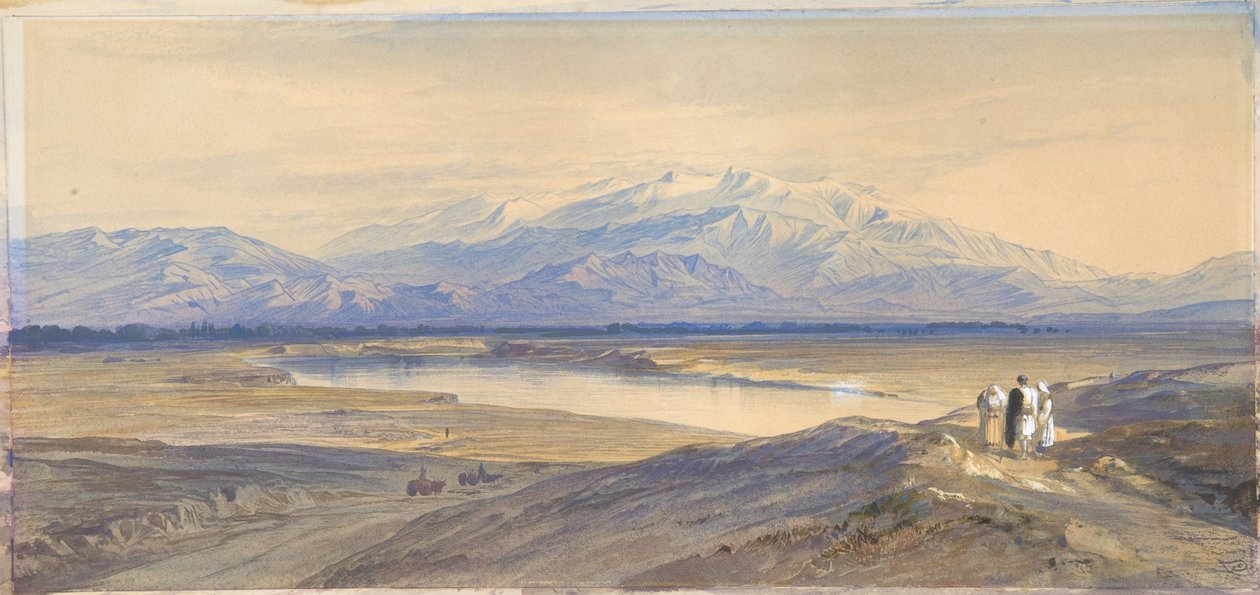 Olympus-bjerget set fra Larissa, Thessalien, Grækenland af Edward Lear