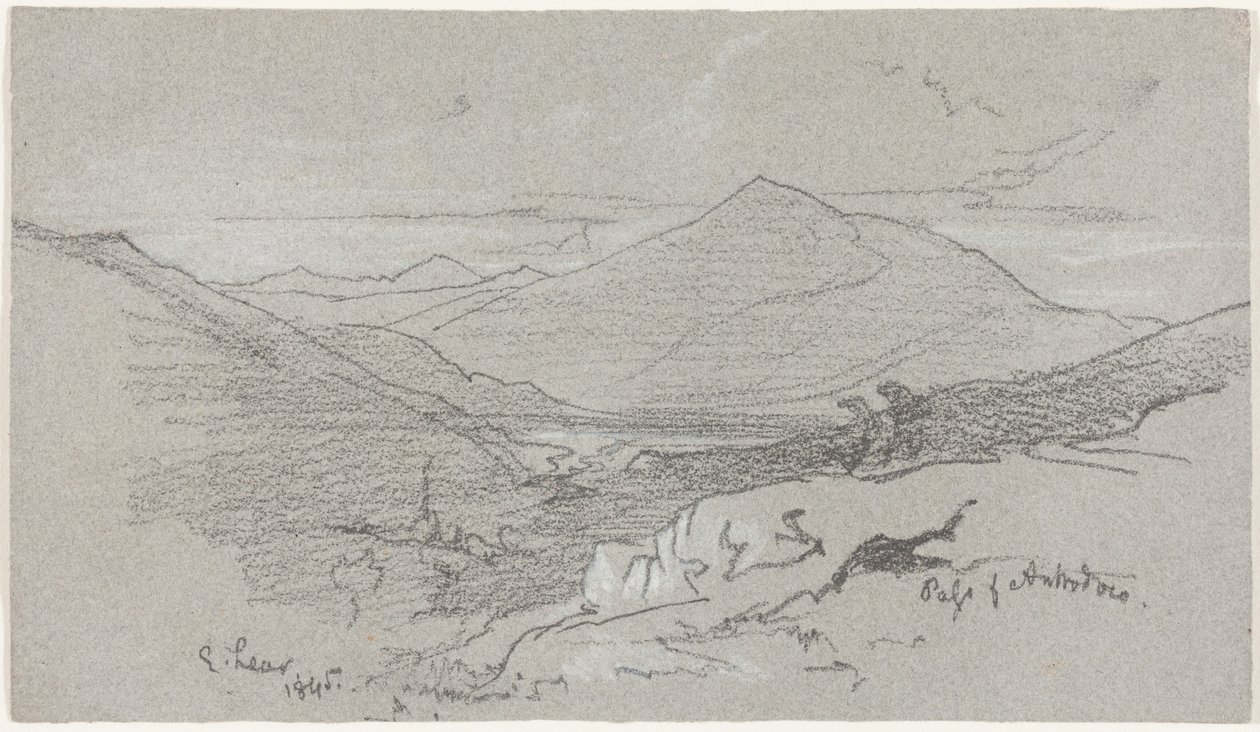 Udsigt over bjergene fra Antrodoco af Edward Lear