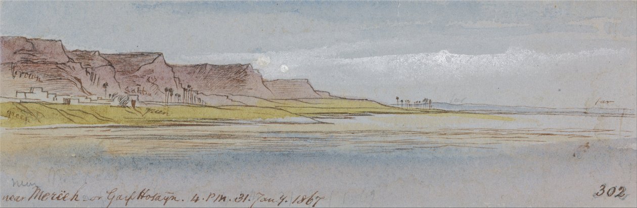 Nær Mereeh eller Garf Hossayn, kl. 16.00, 31. januar 1867 (302) af Edward Lear