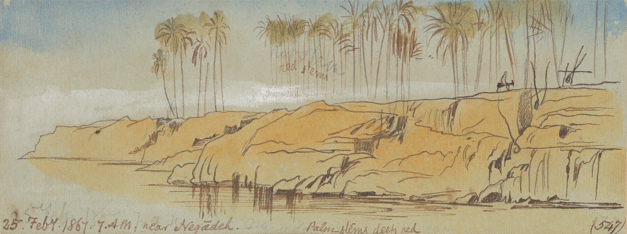 I nærheden af Negadeh. 7:00, 25. februar 1867 (547) af Edward Lear