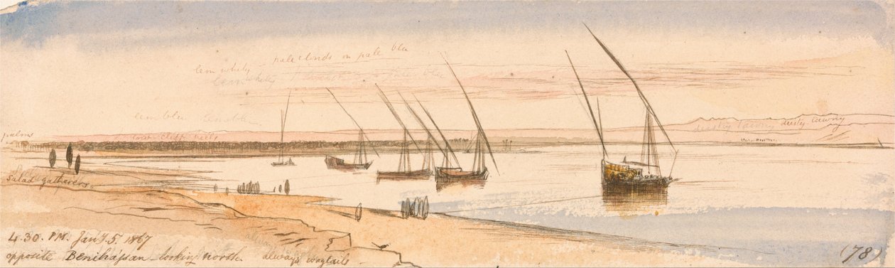 Overfor Beni Hassan, set mod nord af Edward Lear
