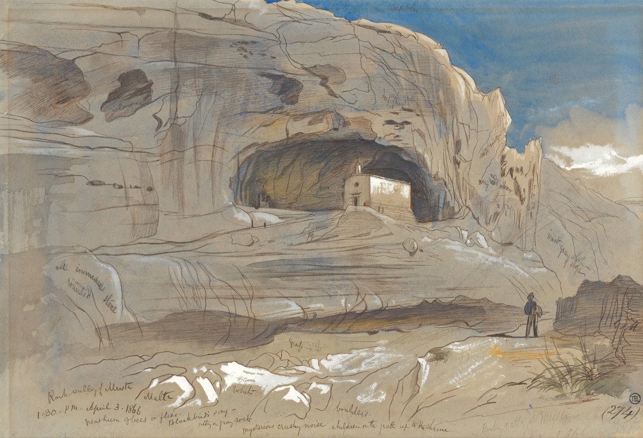 Rocky Valley of Mosta, Malta, kl. 13.30 (3. april 1866) af Edward Lear