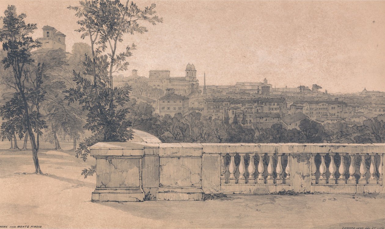 Rom set fra Monte Pincio af Edward Lear