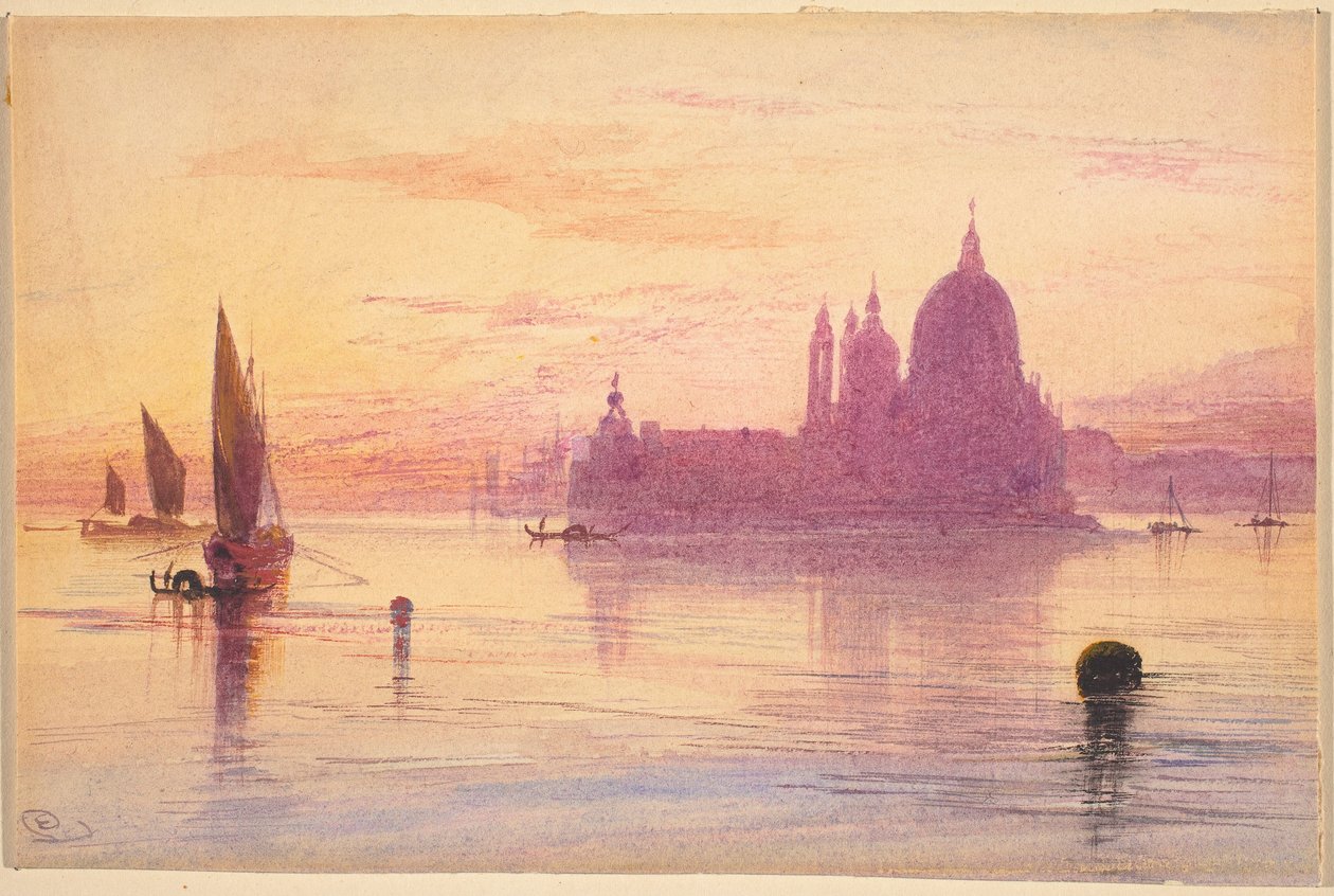 Santa Maria della Salute, Venedig, ved solnedgang af Edward Lear
