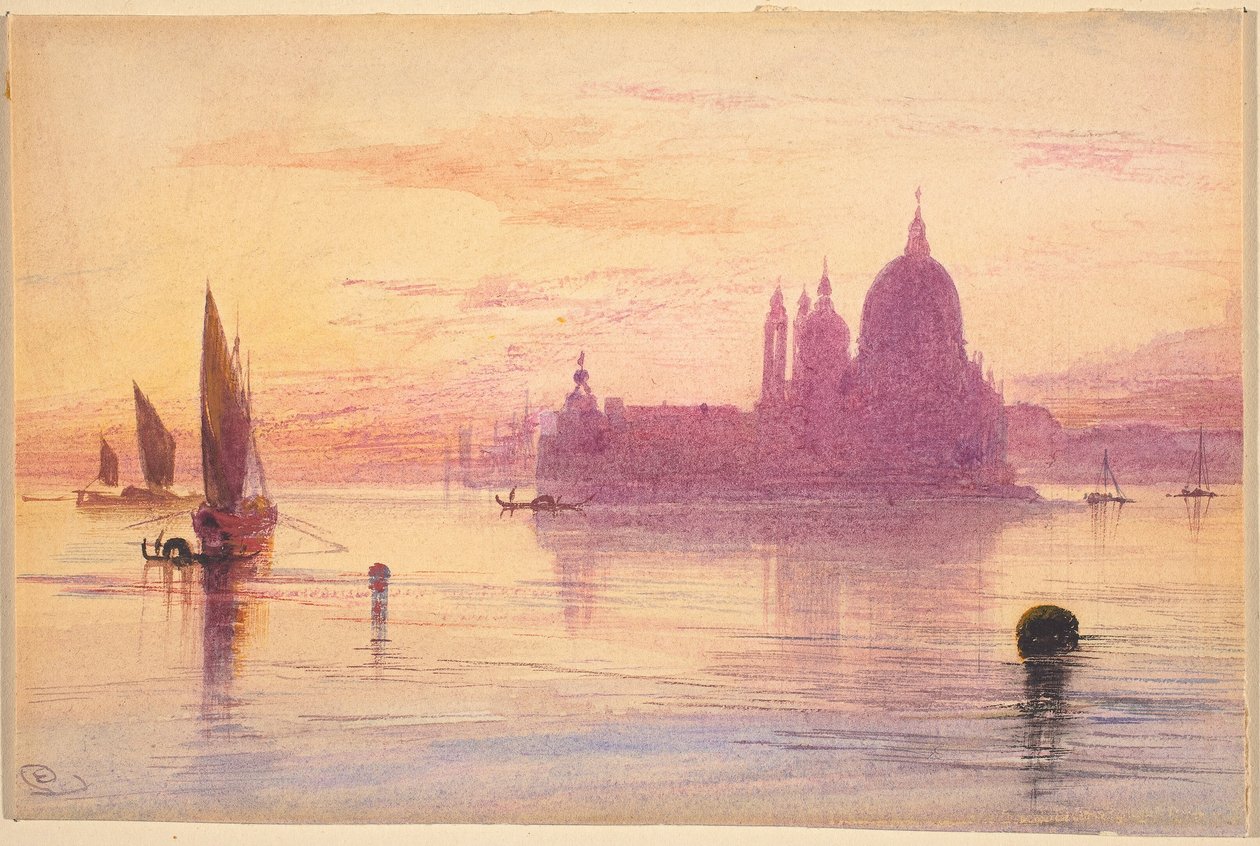 Santa Maria della Salute, Venedig, ved solnedgang, 18651884. af Edward Lear
