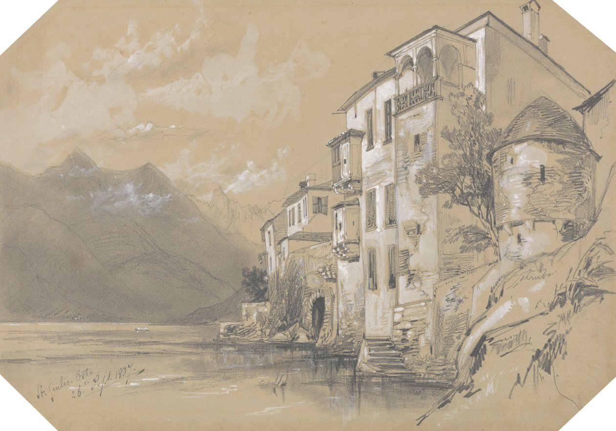 St. Giulio, Orta, 26. september 1837 af Edward Lear