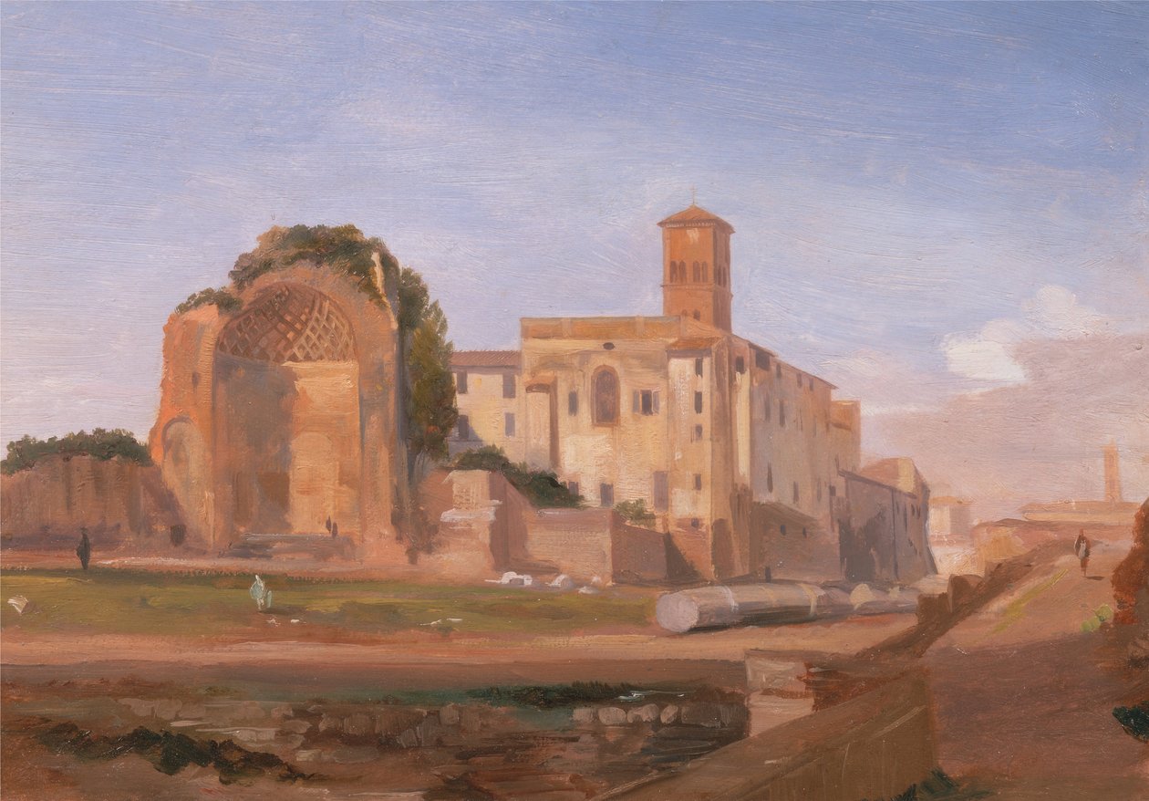 Venus og Roms tempel, Rom, 1840. af Edward Lear