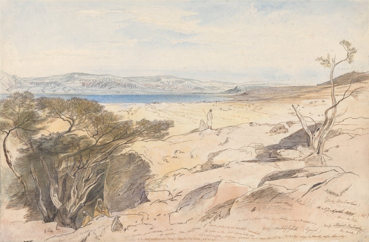 Det Døde Hav, 16. og 17. april 1858 af Edward Lear