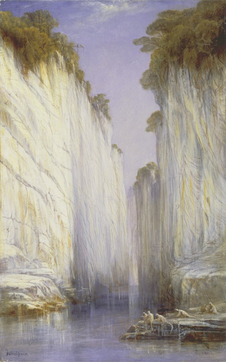The Marble Rocks - Nerbudda Jubbolpore (olie på lærred) af Edward Lear