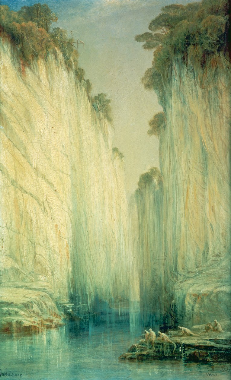 Marmorklipperne, Jabalpur, Madhya Pradesh af Edward Lear