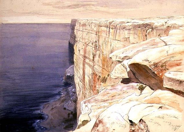 The Rocks nær Garf Hasan, Malta af Edward Lear