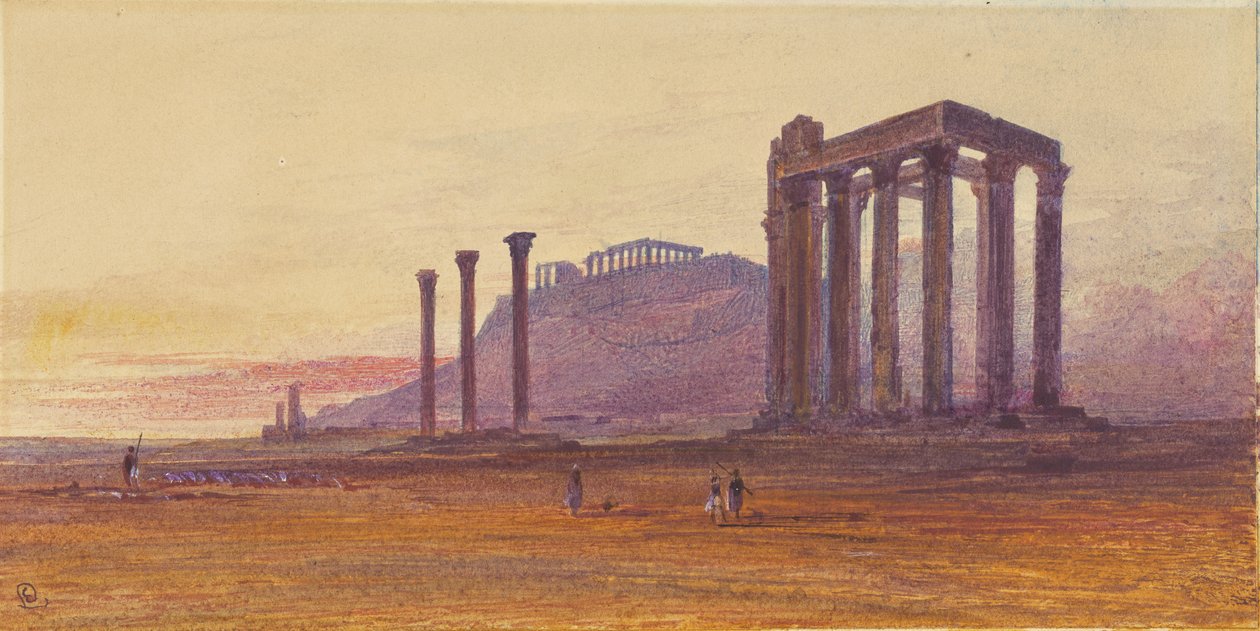 Zeus-templet i Olympia, Grækenland af Edward Lear