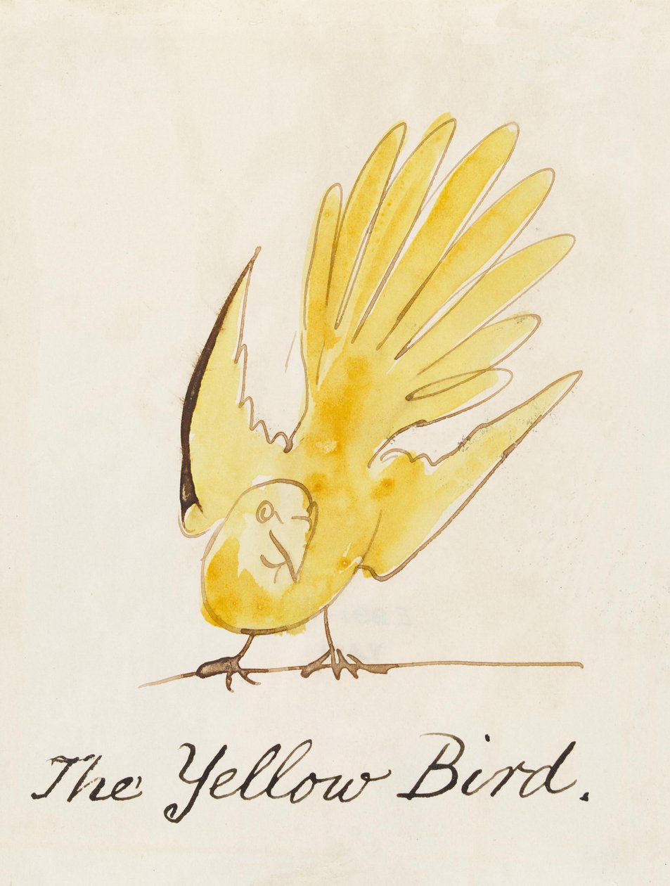 Den gule fugl, fra "Seksten tegninger af tegneserier" af Edward Lear