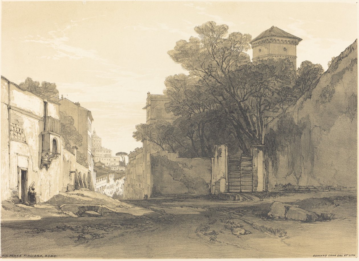 Via Porta Pinciana, Rom af Edward Lear