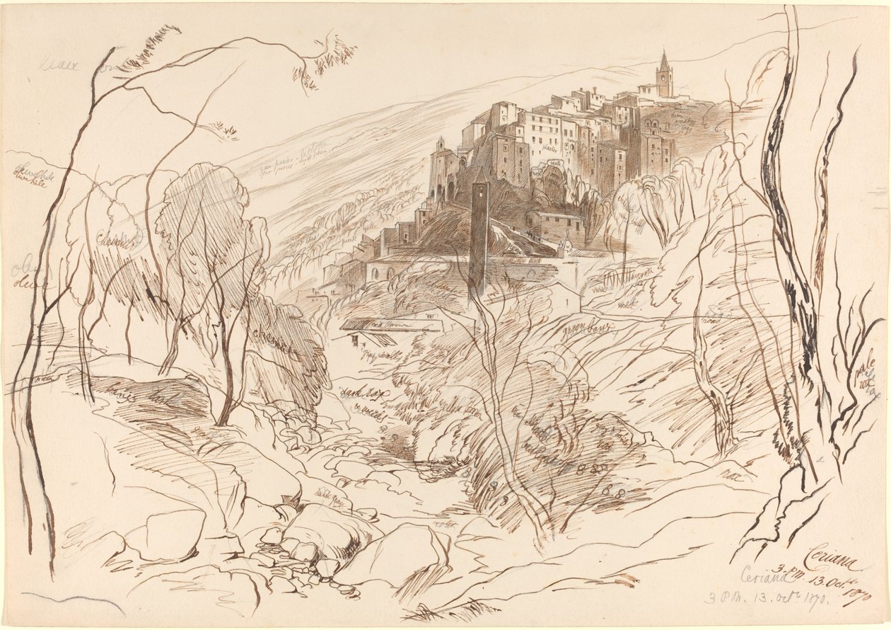 Udsigt over Ceriana, 1870. af Edward Lear