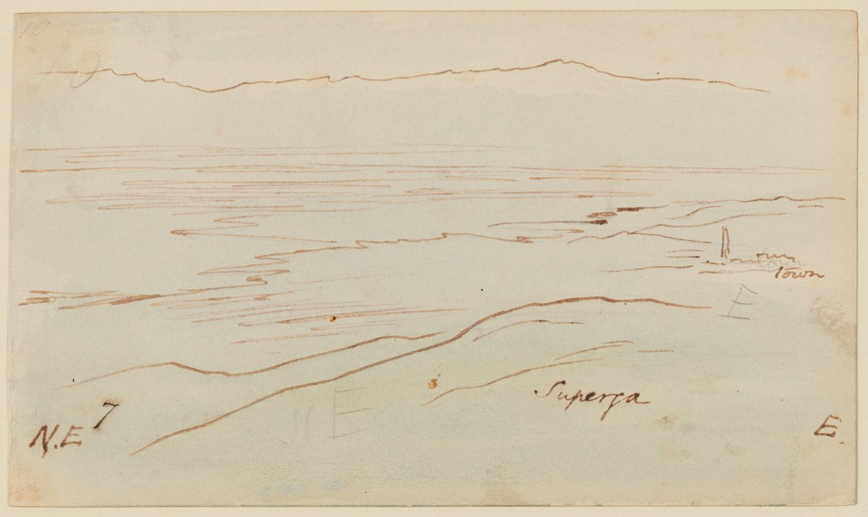 Udsigt over Torino med Superga af Edward Lear