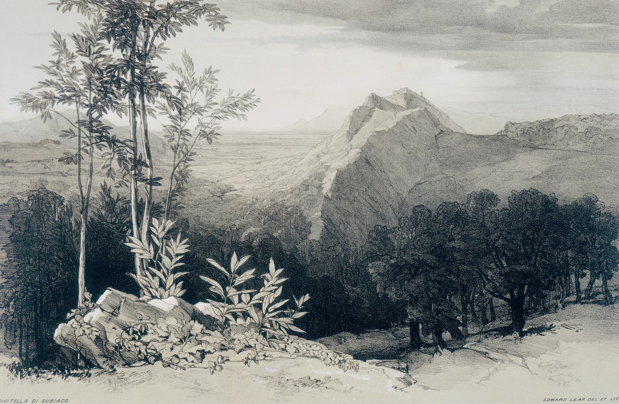 Udsigt i Rom og omegn: Civitella di Subiaco af Edward Lear