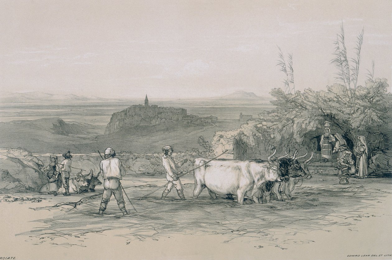 Udsigt i Rom og omegn: Roiate, en by nær Subiaco af Edward Lear
