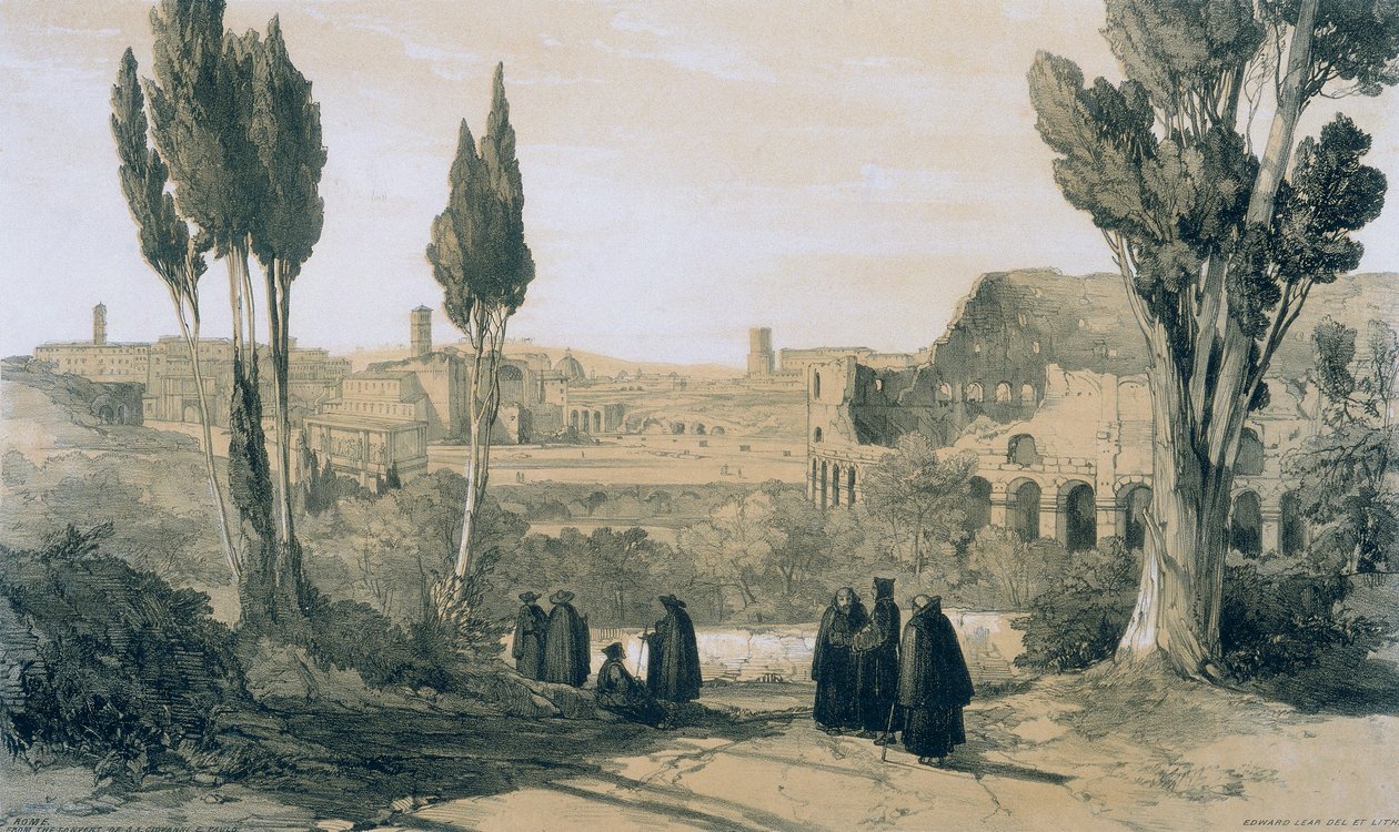 Udsigt i Rom og omegn: Rom fra Convento of Ss. Giovanni og Paolo af Edward Lear