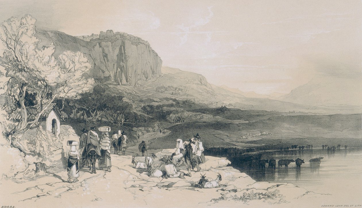 Udsigt i Rom og omegn: udsigt over Norba af Edward Lear