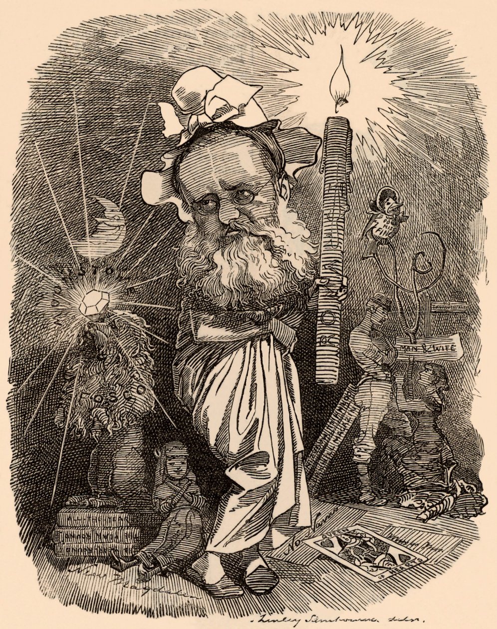Tegneserie af Wilkie Collins (1824-1889) forfatter af Edward Linley Sambourne