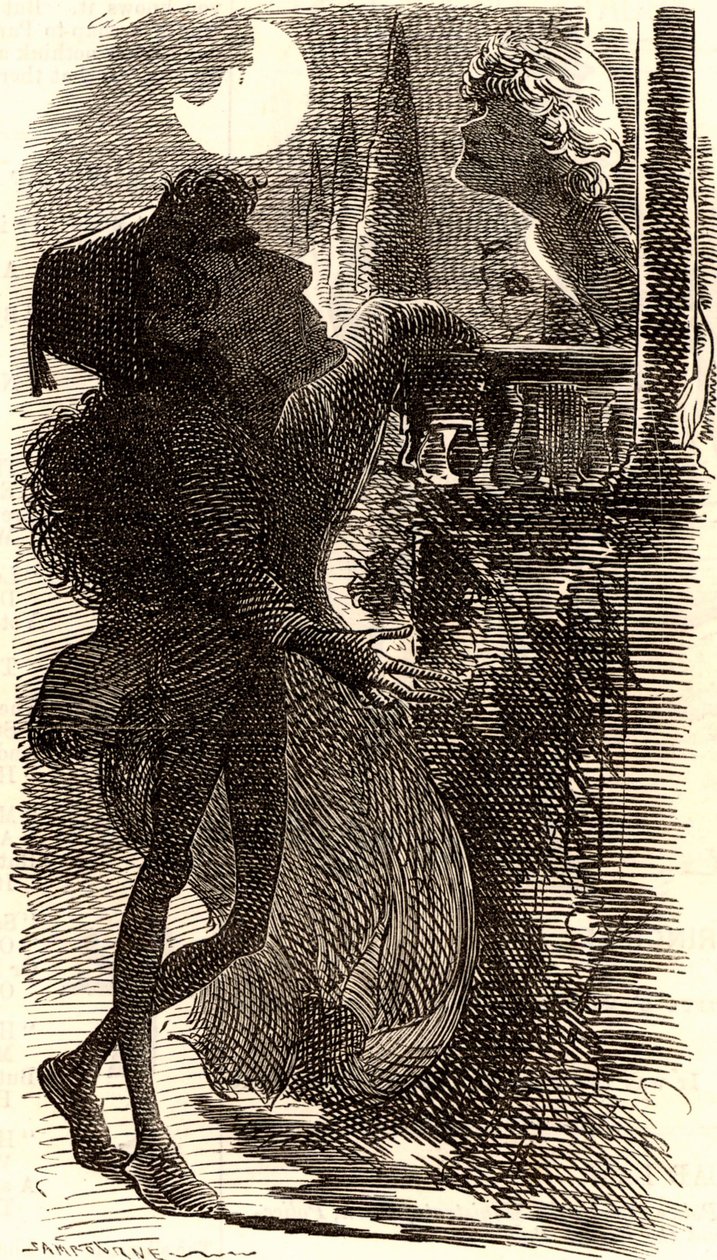 Henry Irving i balkonscenen i "Romeo og Julie" af Edward Linley Sambourne