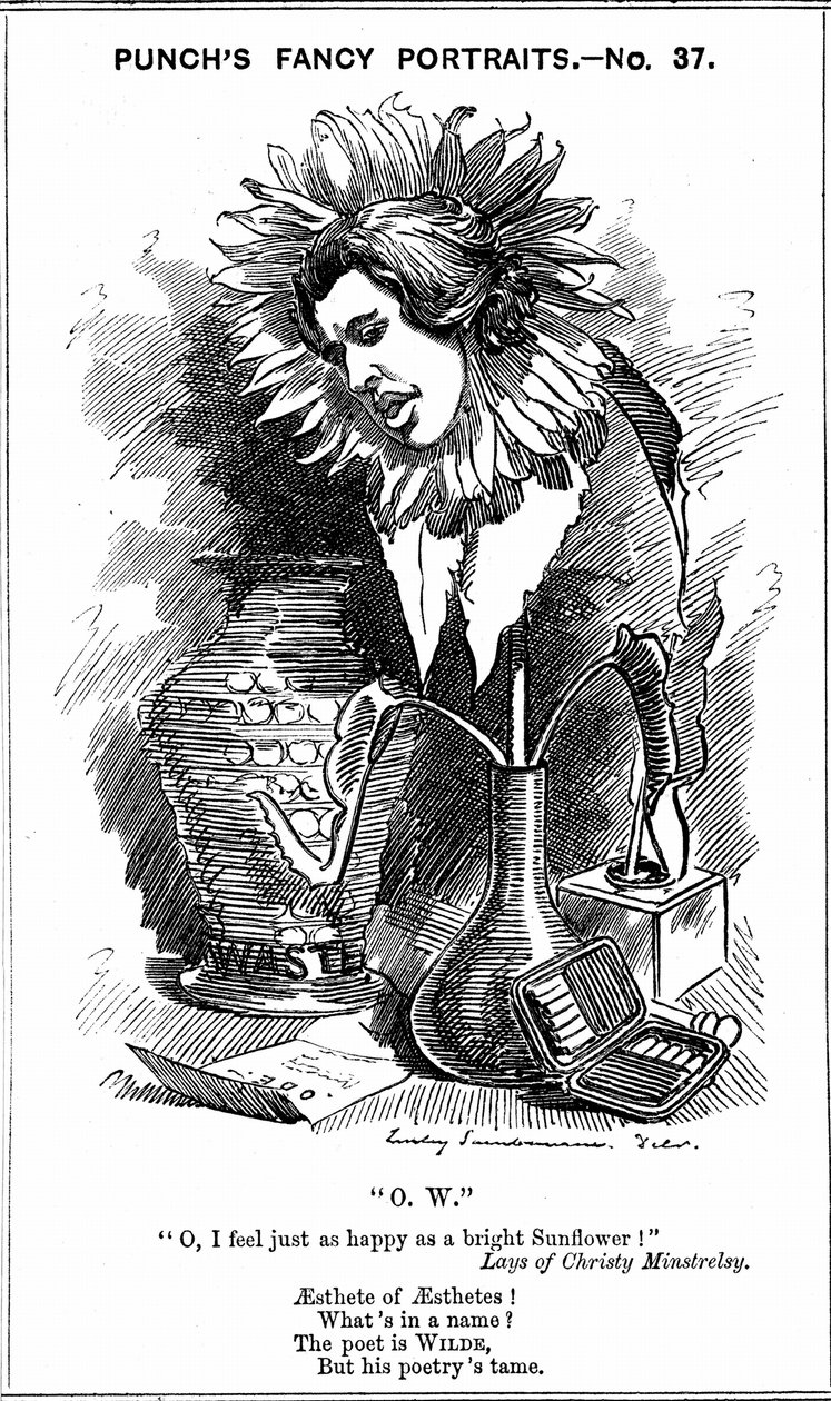 Oscar Wilde (1854-1900) irsk dramatiker, romanforfatter, digter og vid. Tegnefilm af Edward Linley Sambourne fra hans 