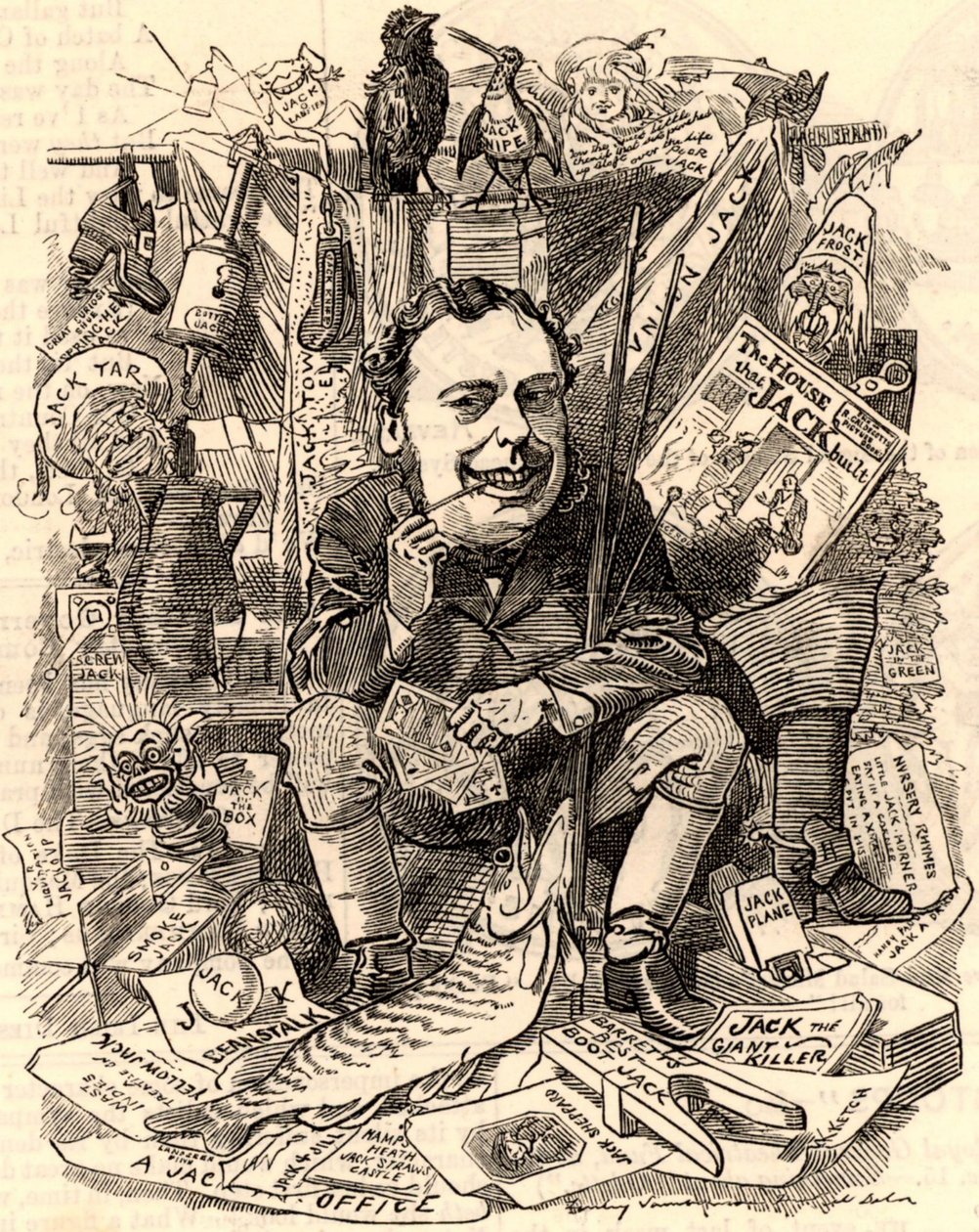 Portræt af John Holker af Edward Linley Sambourne