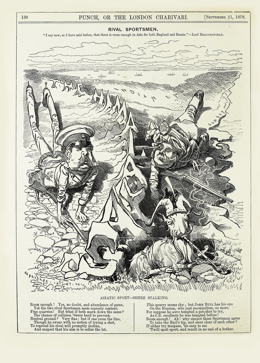Rivaliserende sportsfolk. Jeg siger nu, som jeg før har sagt, at der er plads nok..., 1878. af Edward Linley Sambourne