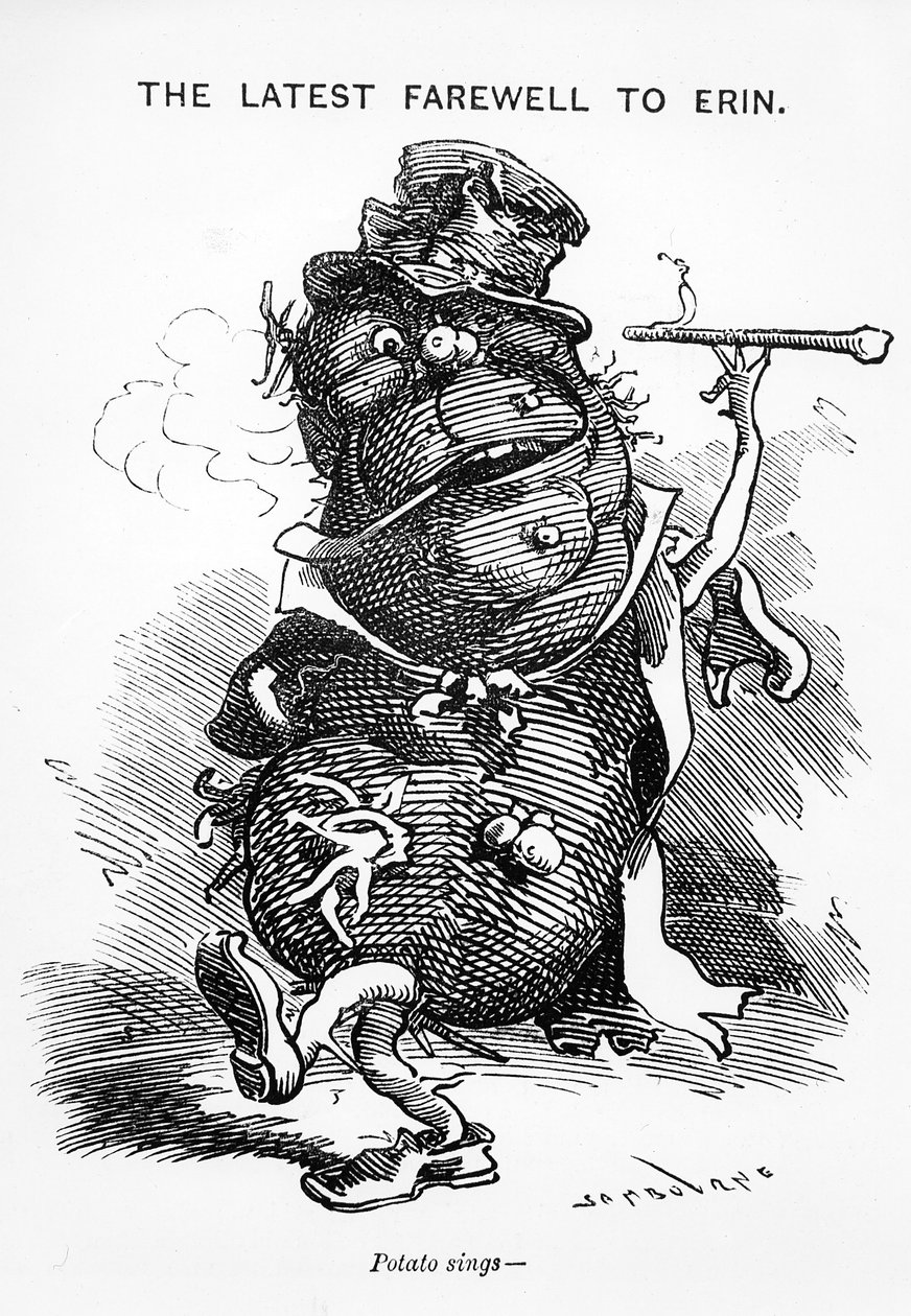 Det sidste farvel til Erin, fra "Punch", ca. 1880 af Edward Linley Sambourne