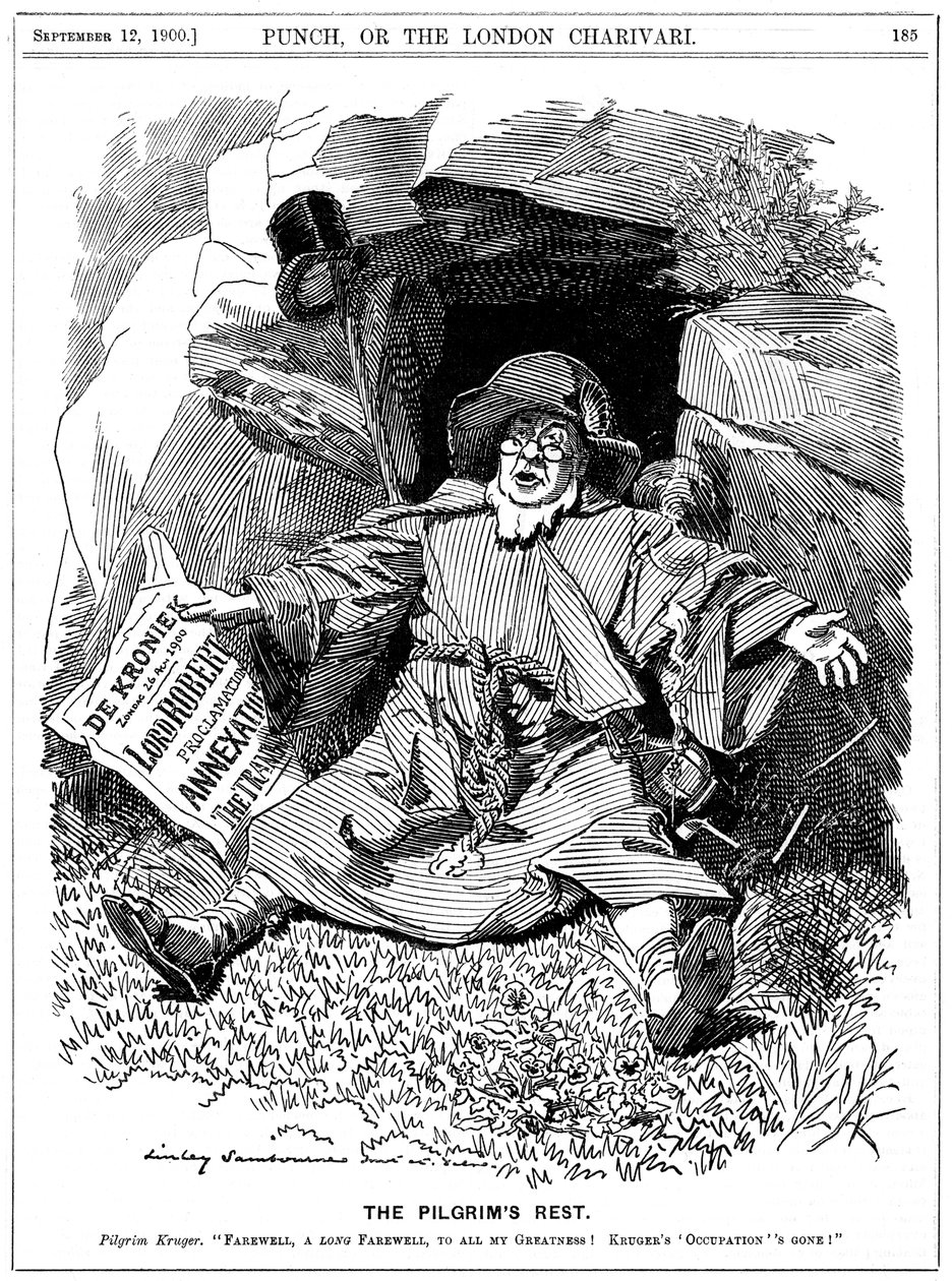 The Pilgrims Rest, karikatur af Paul Kruger, sydafrikansk politiker, 1900 af Edward Linley Sambourne