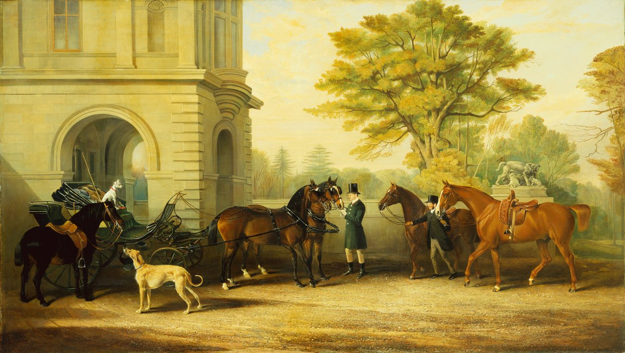 Lady Williams Wynns yndlingsphaeton, ponyer, heste og hunde af Edward Lloyd